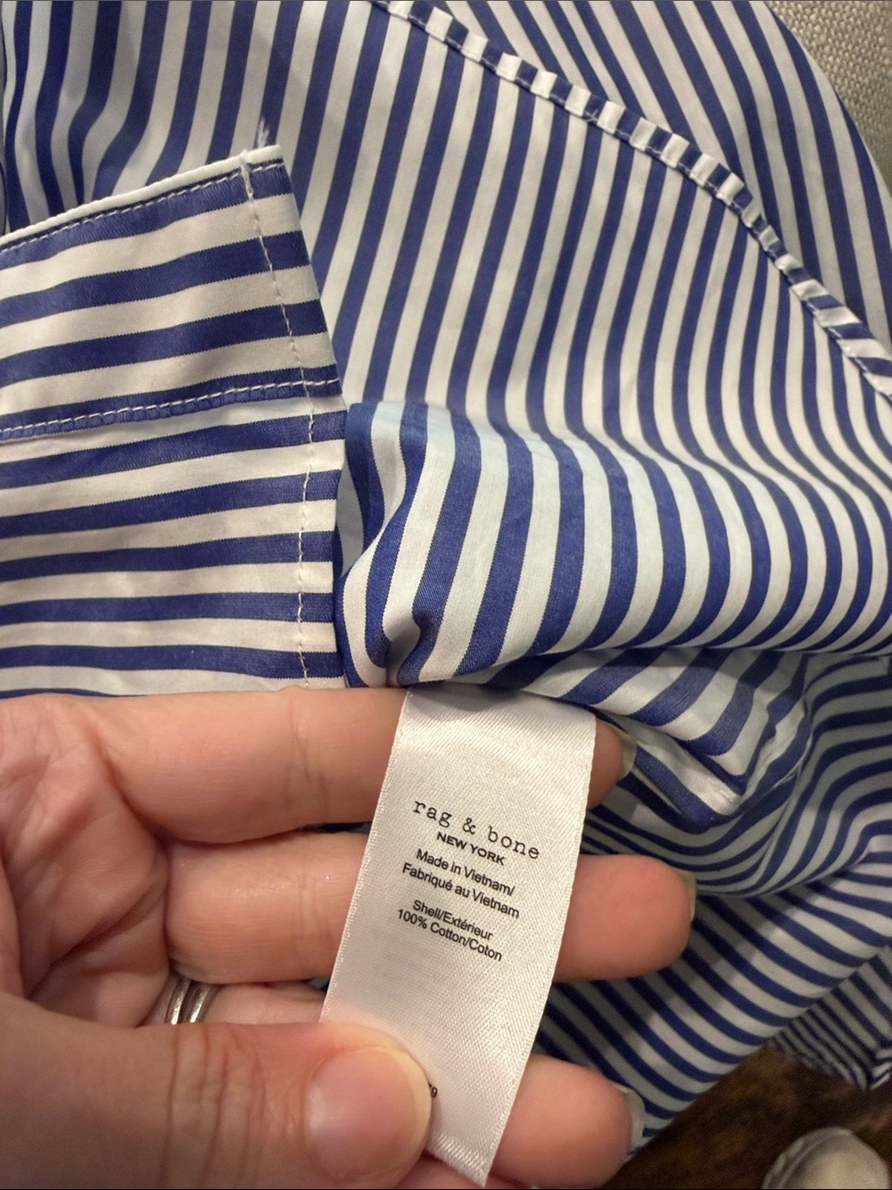 rag & bone Blue and White Vertical Stripe Button-Down Shirt - Picture 5 of 6
